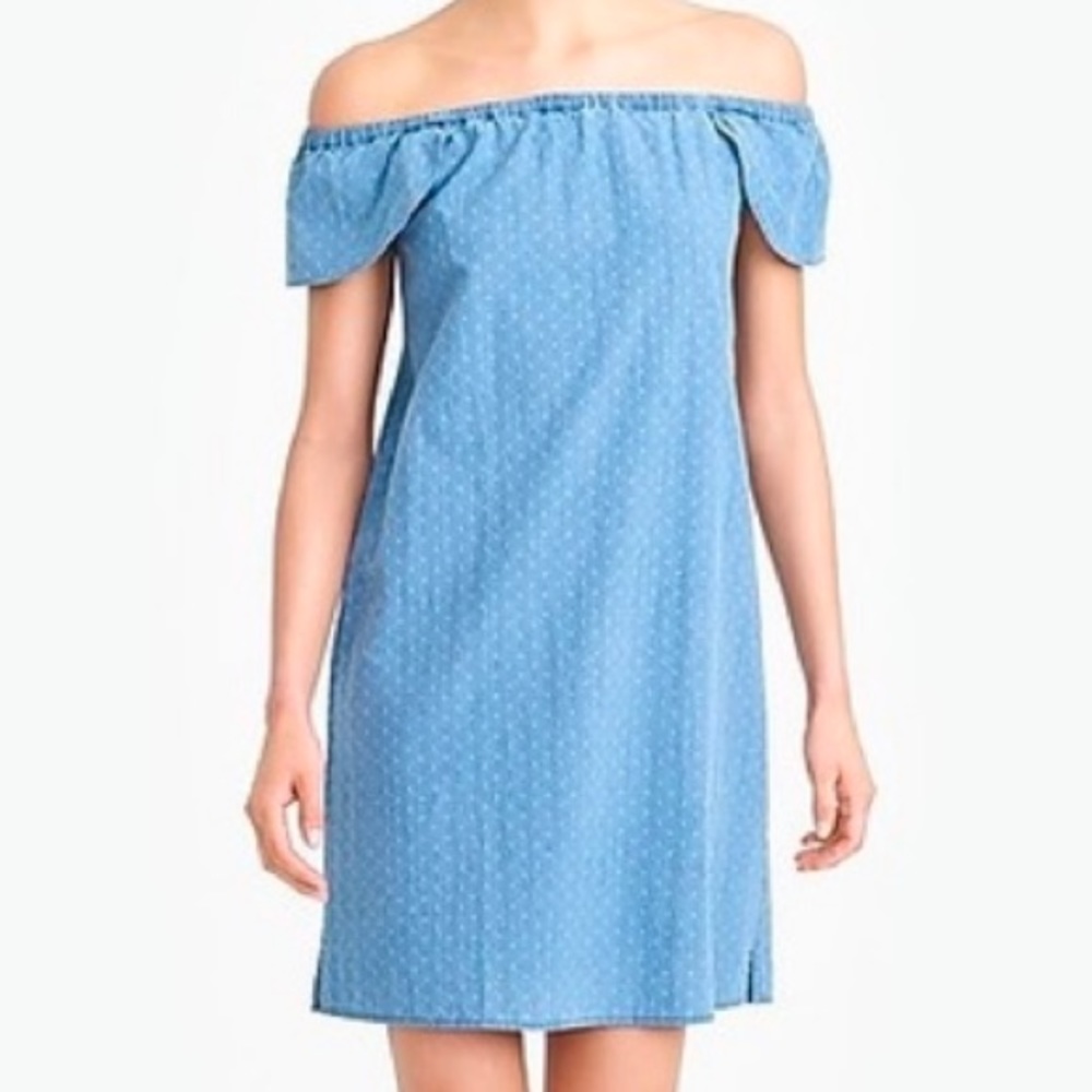 J Crew indigo Off-The-Shoulder Dress